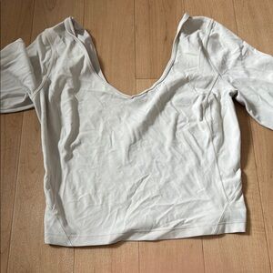 White Backless 3/4 Sleeve Crop Blouse